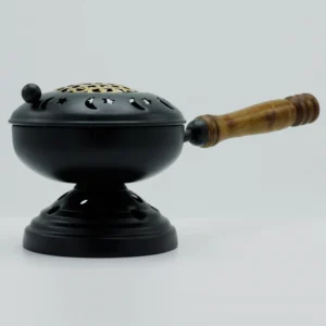 Large Iron Censer Incense Burner on Stand – Gold Detail