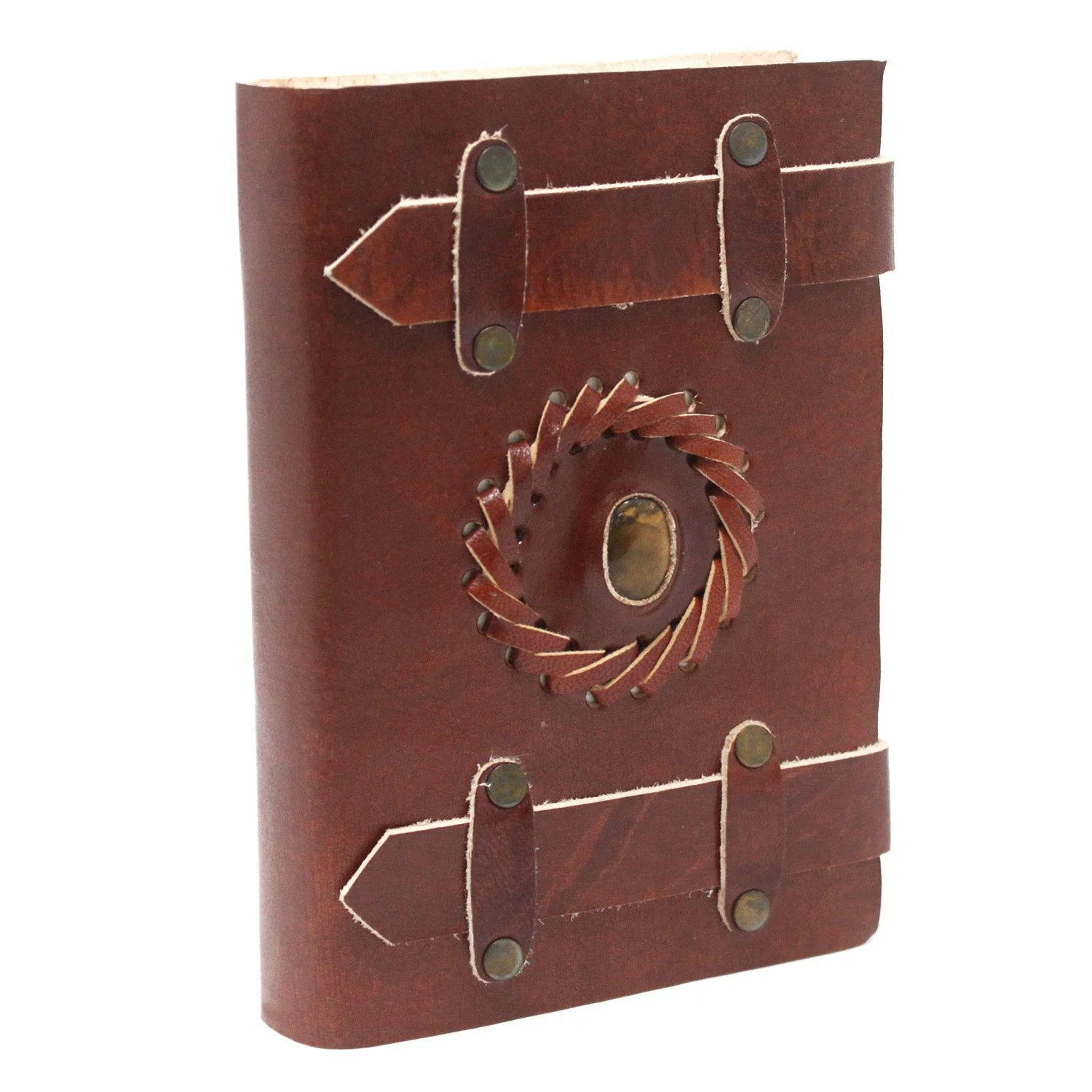 Tigereye Leather Journal with Belts