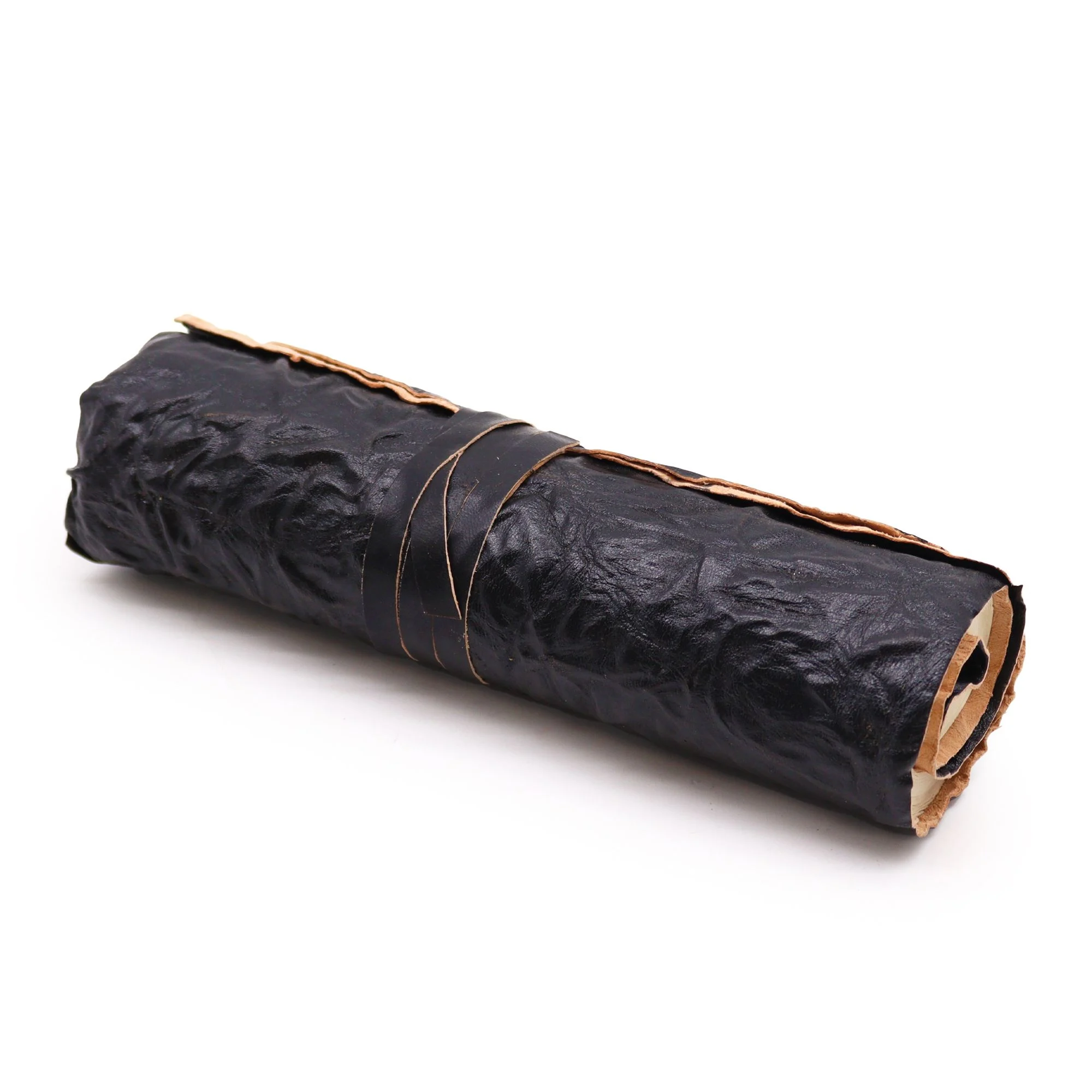 Rolled Leather Travel Journal – Black 21 × 15cm