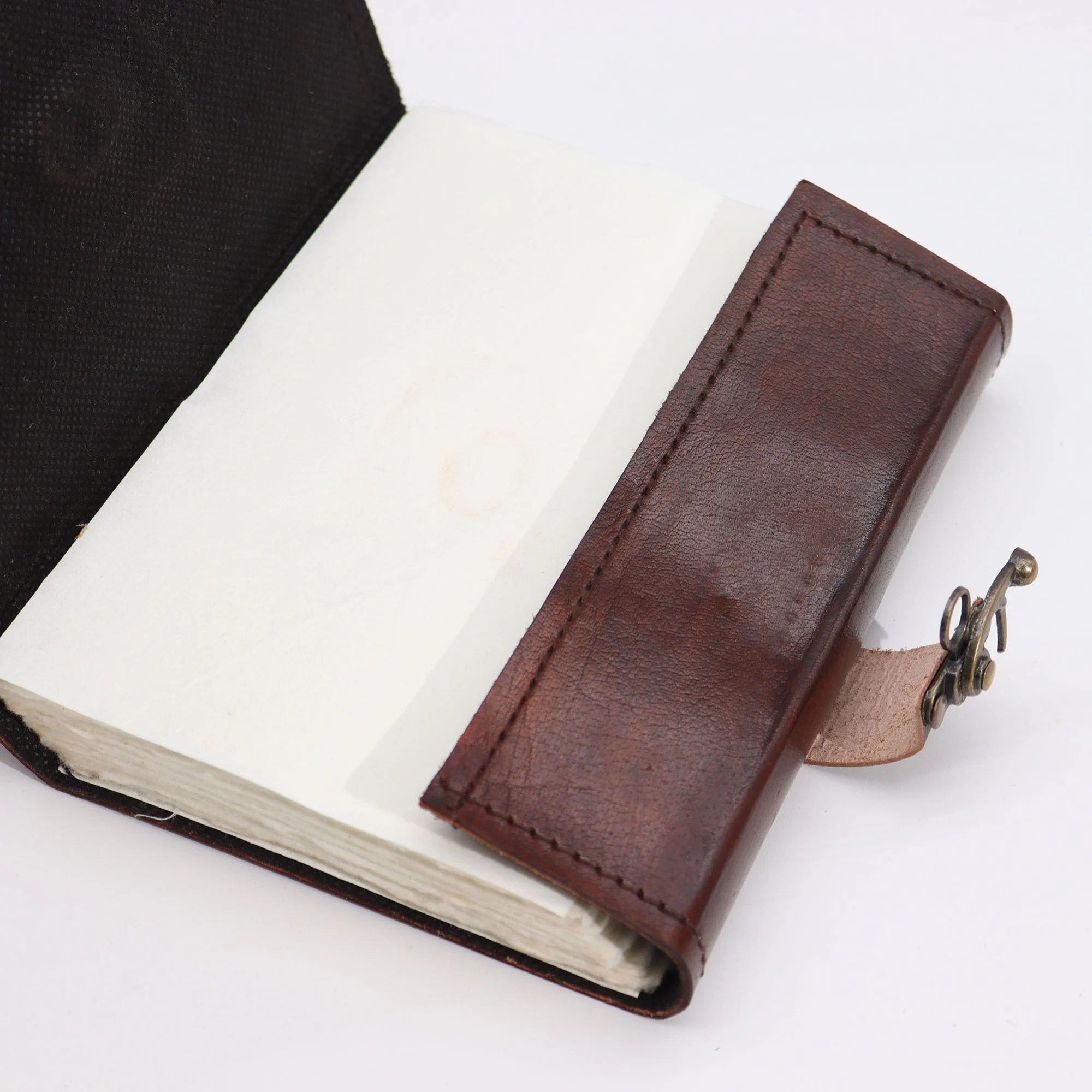 Evil Eye Leather Journal – Black, 17 × 12.5cm