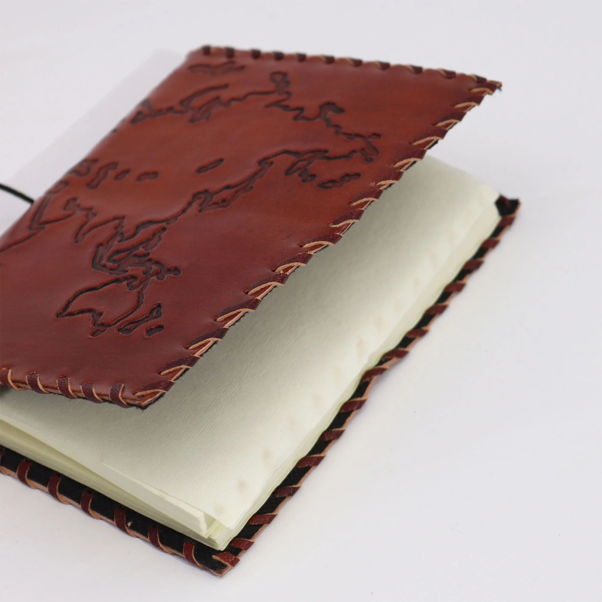 Leather Travel Journal with Wrap – Light Tan