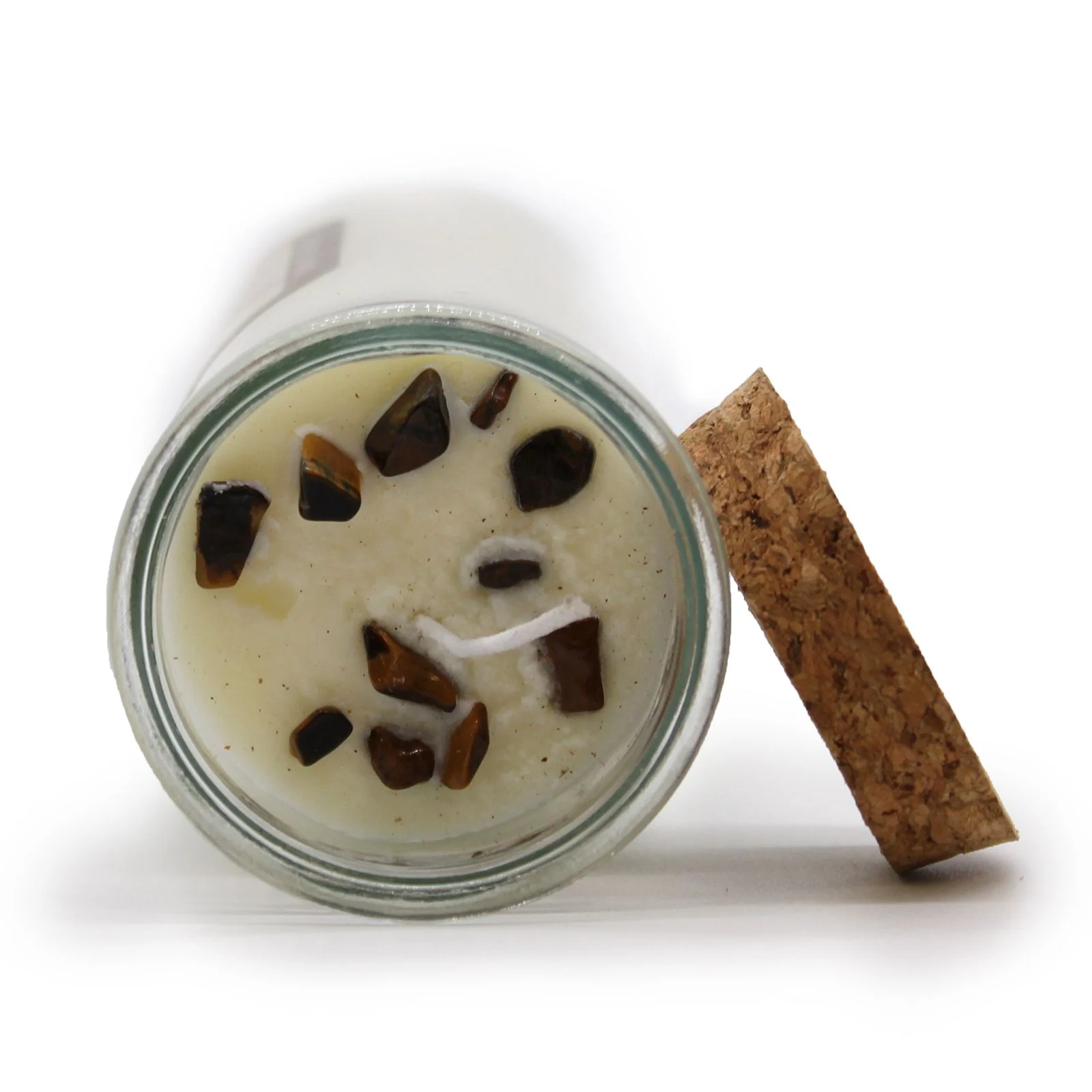 Confidence cinnamon soy wax spell candle with tiger eye